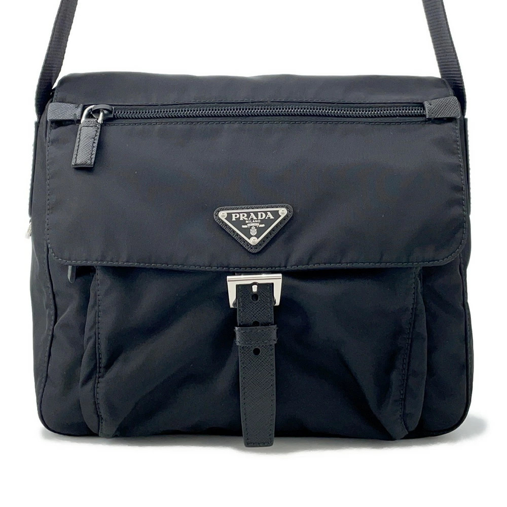 Prada Shoulder Bag Logo Crossbody Black